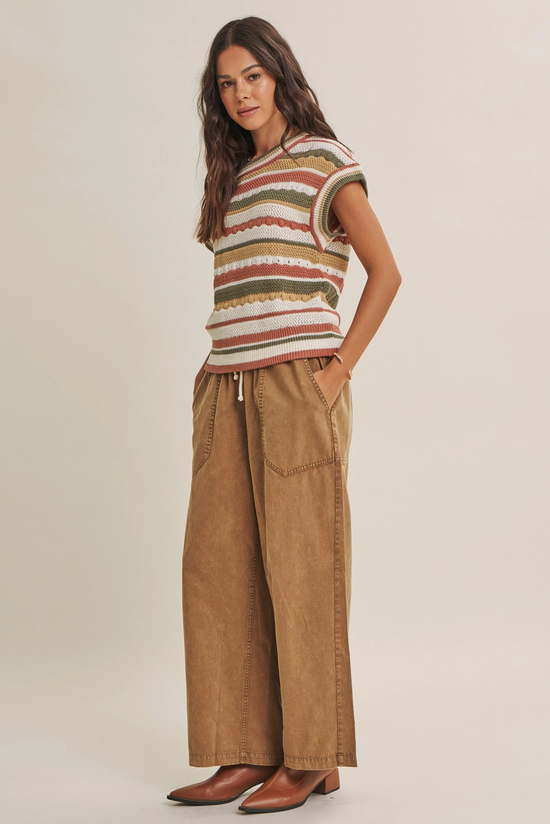 Textured Stripe Sleeveless Sweater
