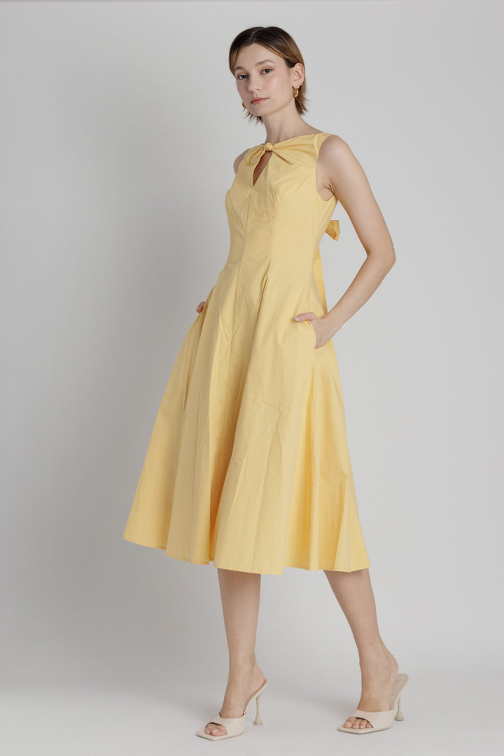 POPLIN KEYHOLE MIDI DRESS