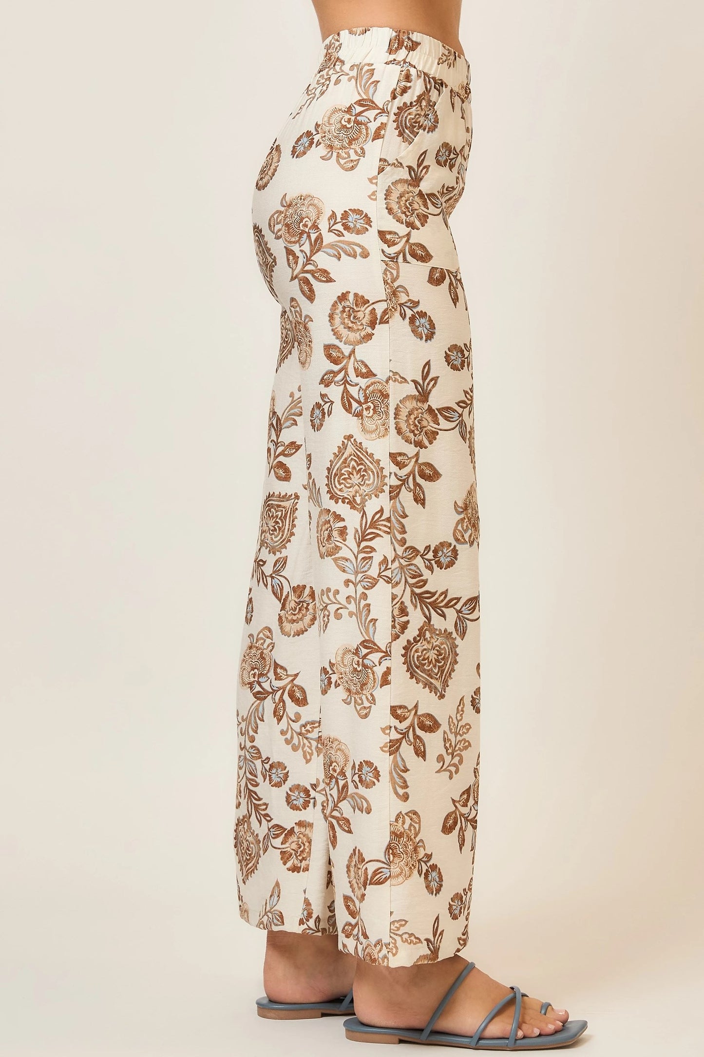 FLORAL WIDE LEG PANTS