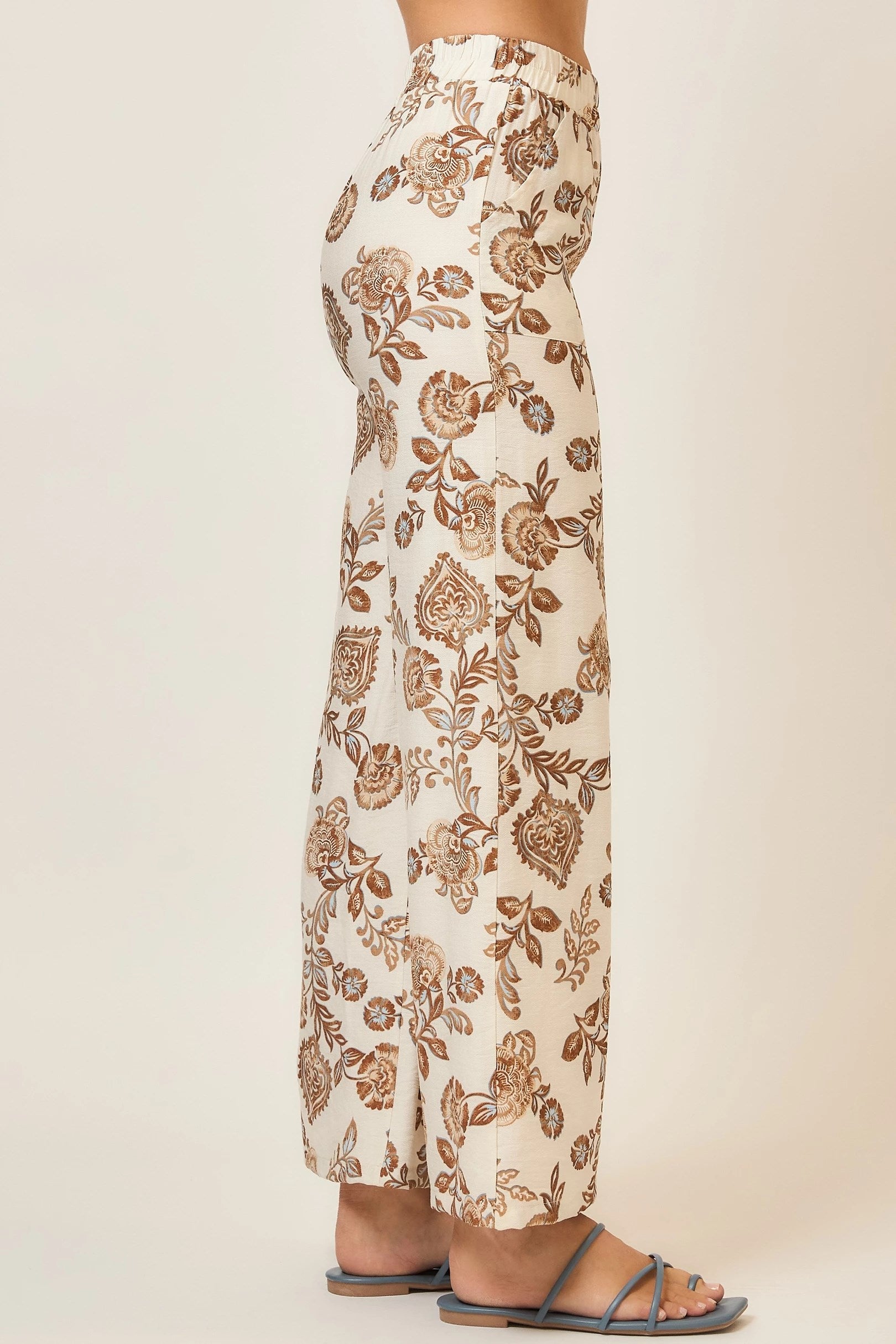 FLORAL WIDE LEG PANTS