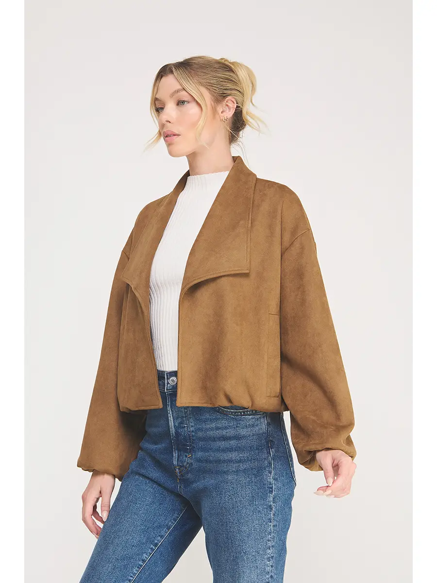 Light-brown faux-suede bubble-hem jacket - product image 2