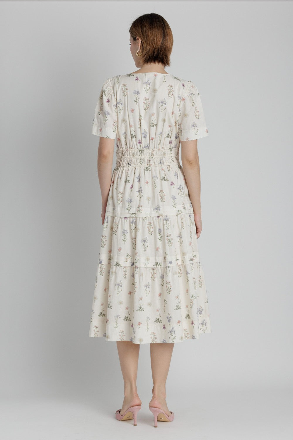 FLORAL PINTUCK MIDI DRESS