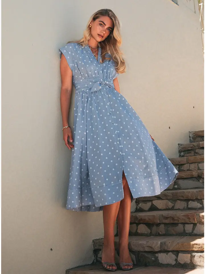 POLKA DOT BUTTON DOWN DRESS