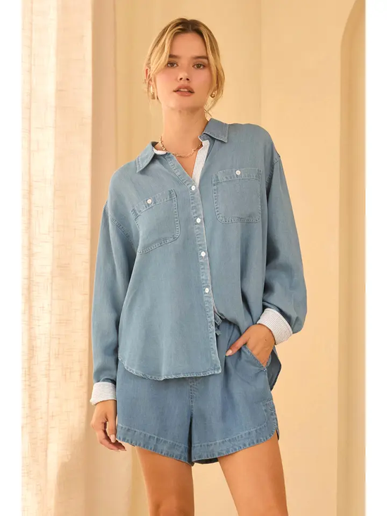 WASH TENCEL BUTTON UP SHIRT