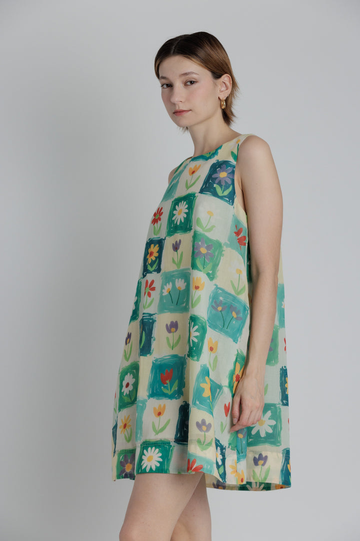 FLOWER PRINT MINI DRESS