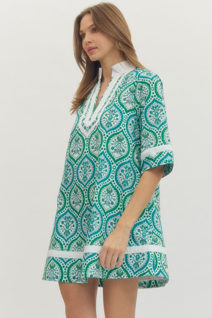 BOTANICAL PRINT MINI DRESS