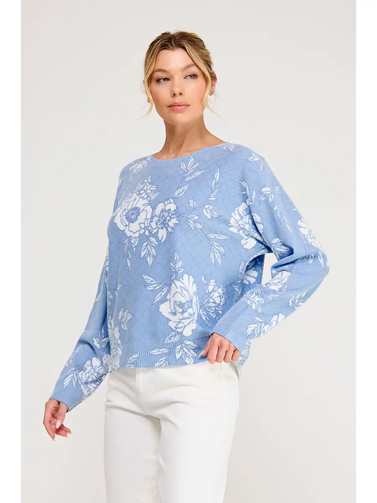 Light-blue floral pointelle sweater - product image 2