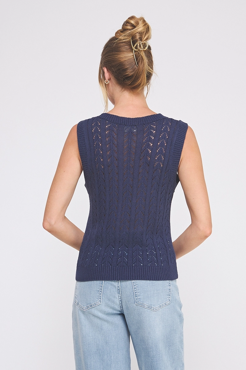 POINTELLE KNIT VEST TOP