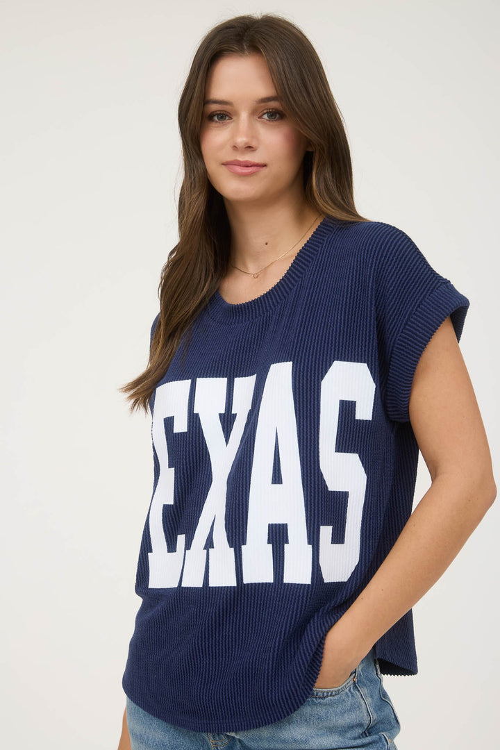 TEXAS SHORT SLEEVE  KNIT TOP