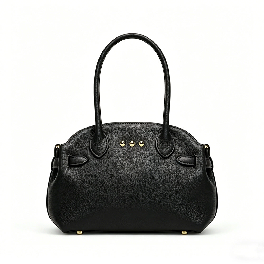 Veronica small tote in black with gold-tone stud accents