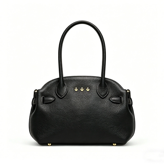 Veronica small tote in black with gold-tone stud accents