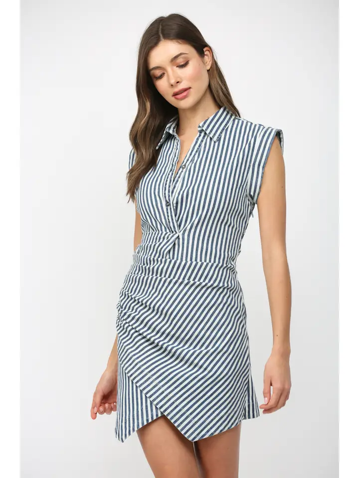ASYMMETRIC WRAP SHIRT DRESS