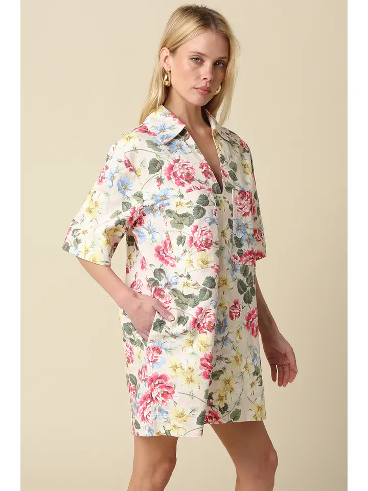 LYLA FLORAL COLLARD DRESS