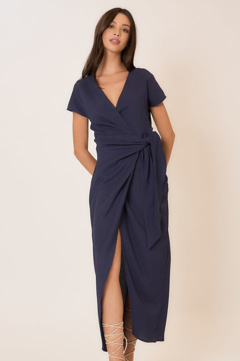 Wrap Waist Tie Maxi Dress