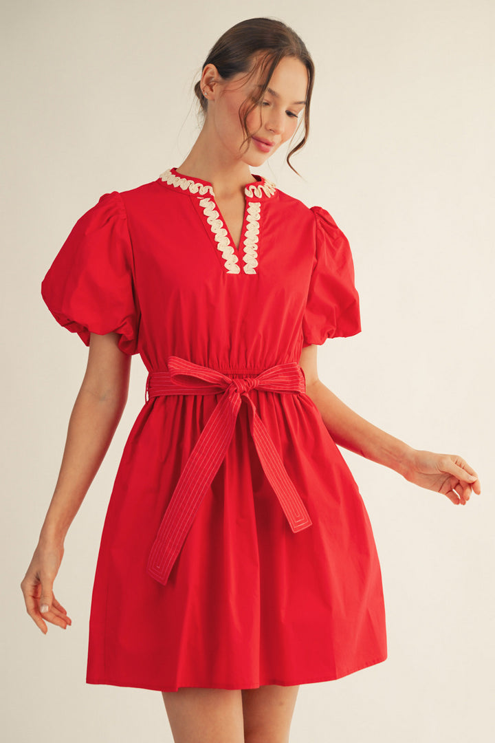 RICRAC VNECK MINI DRESS
