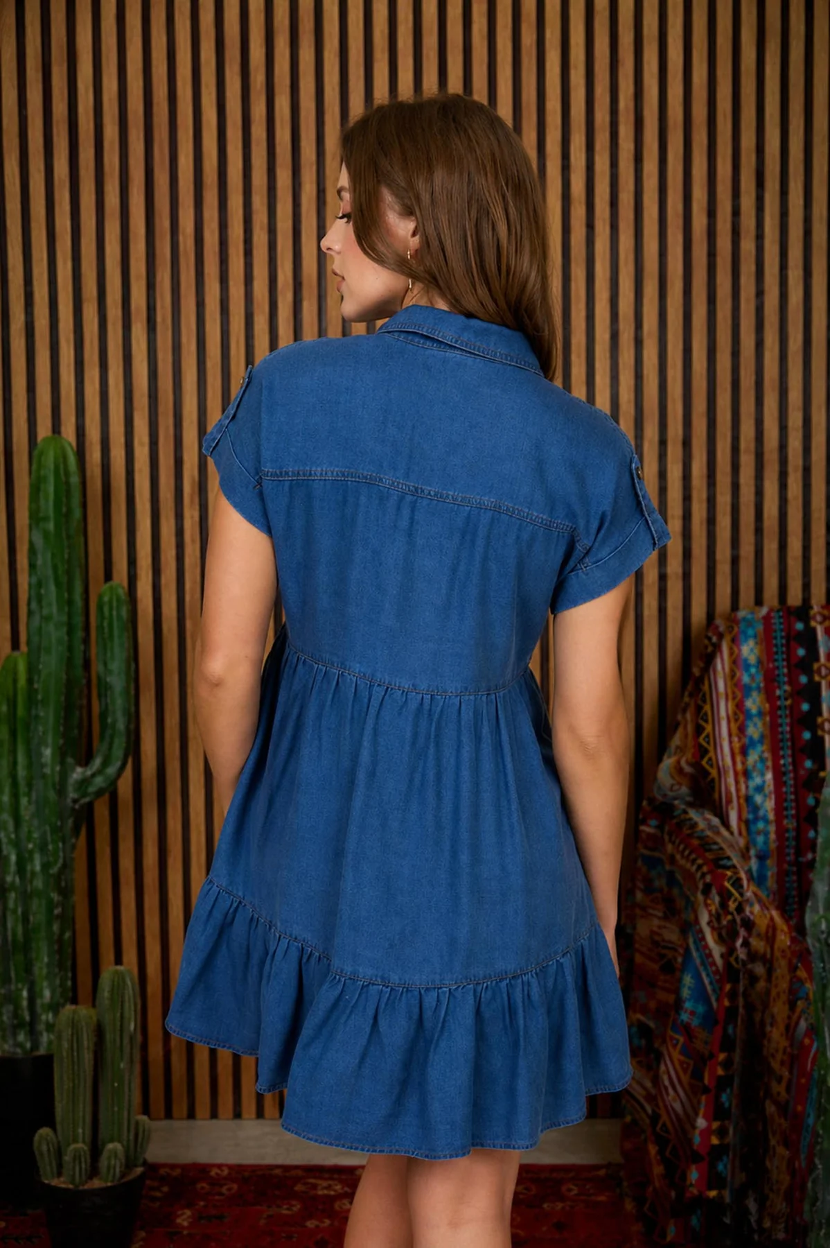 COLLARED BUTTON DOWN SHIRT DRESS