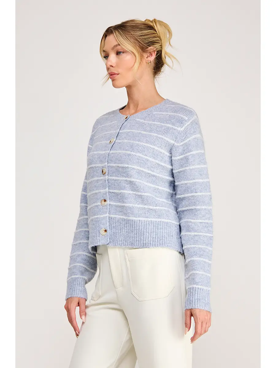 Light-blue striped button-front cardigan - product image 2