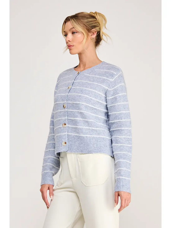 Light-blue striped button-front cardigan - product image 2