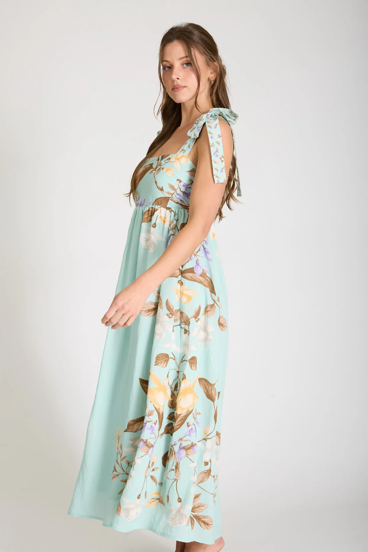 FLORAL EMPIRE WAIST MIDI DRESS