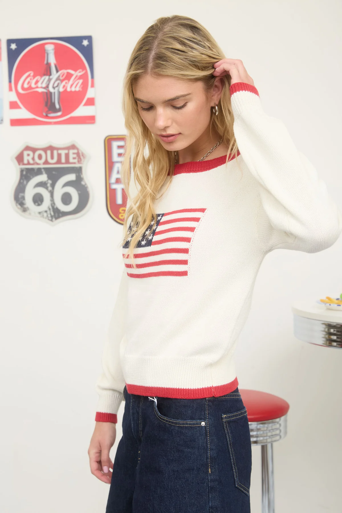 AMERICAN FLAG KNIT PULLOVER SWEATER