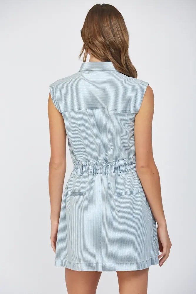 PATCH POCKET STRIPED DRESS
