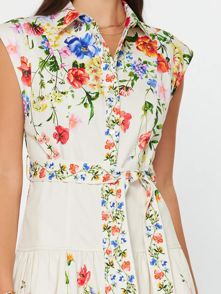FLORAL PRINT COLLARED DRESS