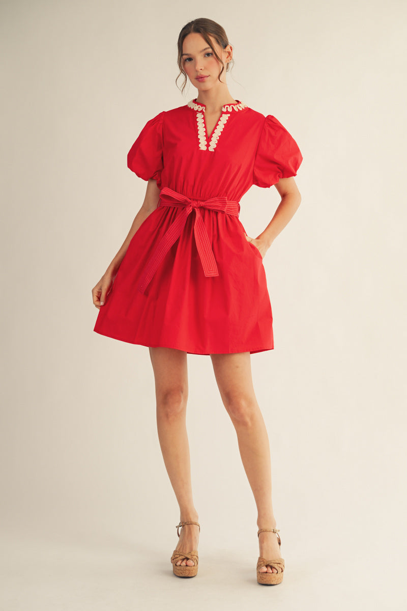 RICRAC VNECK MINI DRESS