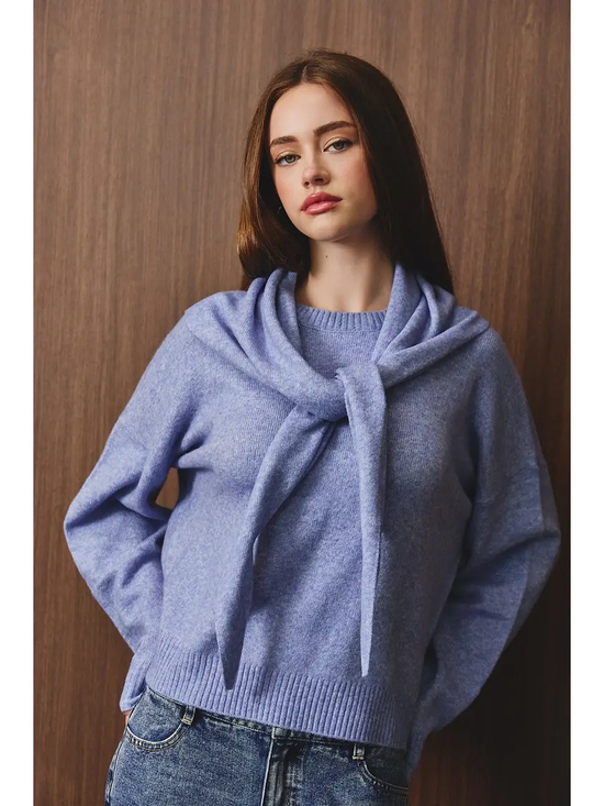 Crewneck Sweater With Scarf
