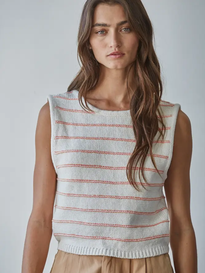 OPEN BACK STRIPE KNIT TOP