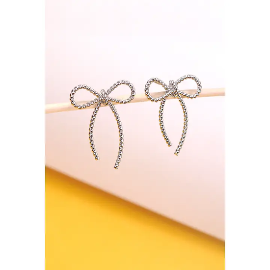SILVER ROPE BOW EARRINGS