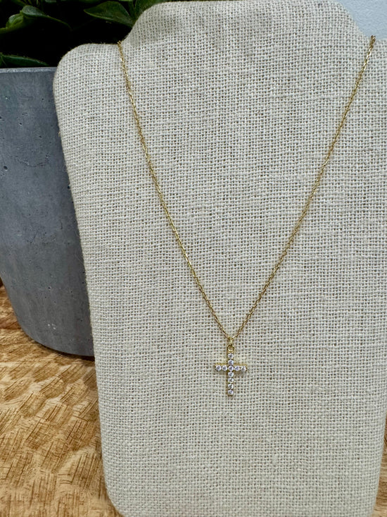 18K FILLED 6MM CROSS NECKLACE