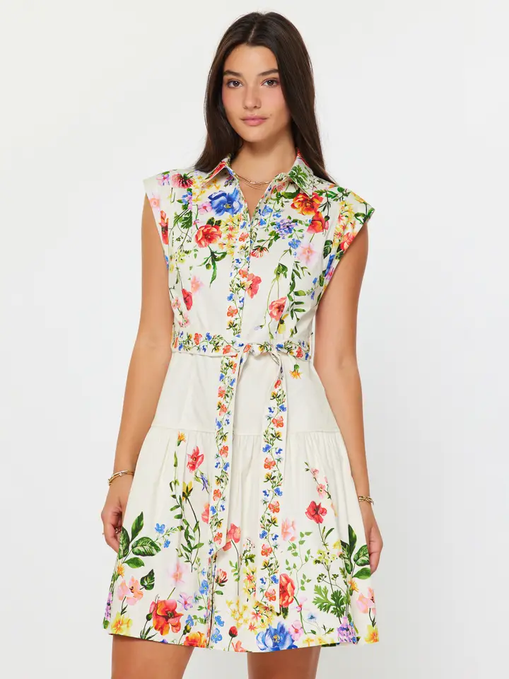 FLORAL PRINT COLLARED DRESS