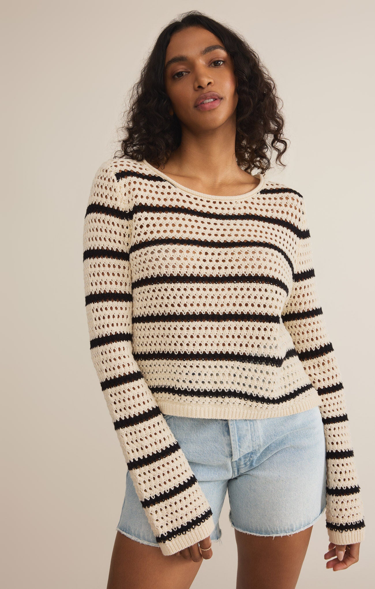 KIT STRIPE CROCHET SWEATER