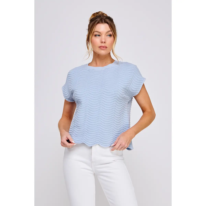 SCALLOPED HEM PATTERN RELAXED TOP