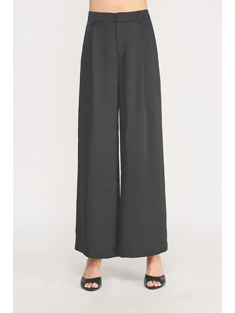 Black satin ankle-length trousers - product image 1
