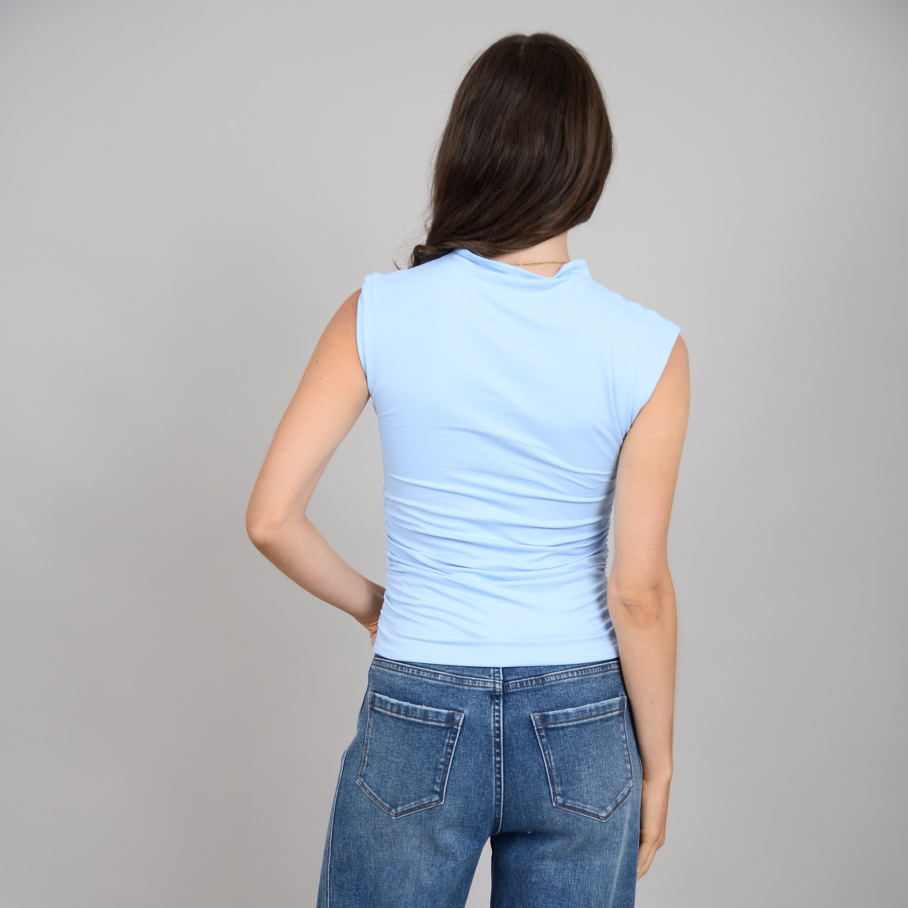 YVE MOCK NECK RUCHED TANK TOP