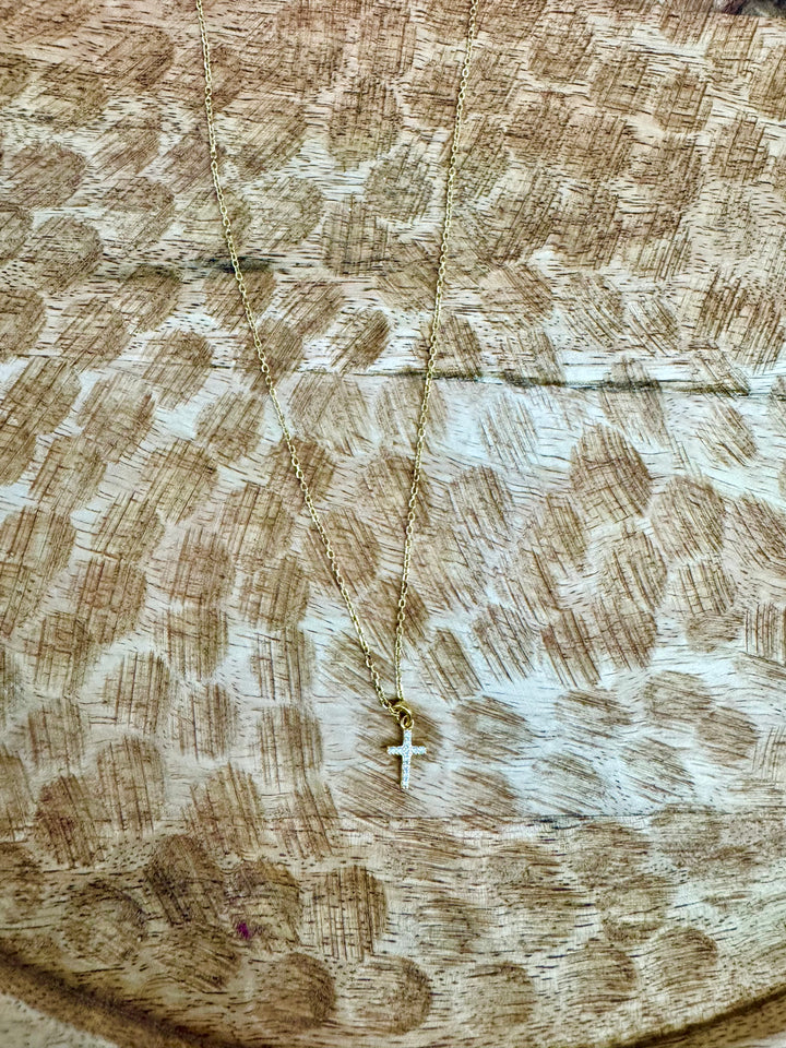 18K GOLD FILLED 4MM CROSS NECKLACE