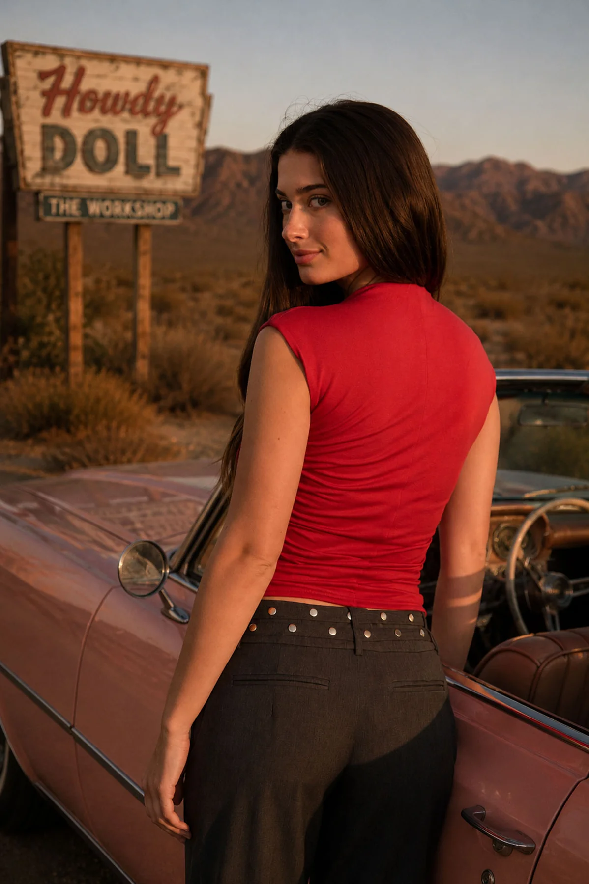 Reversible Funnel-Neck Knit Top in red - view 2