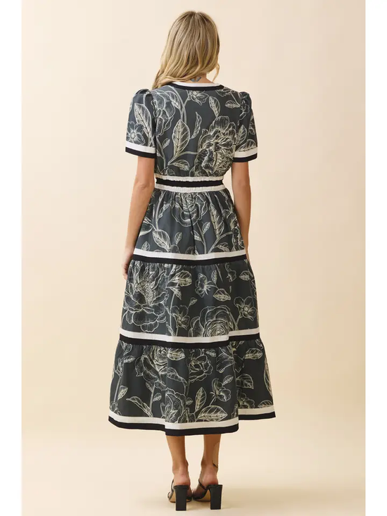 FLORAL FRONT SLIT MIDI DRESS