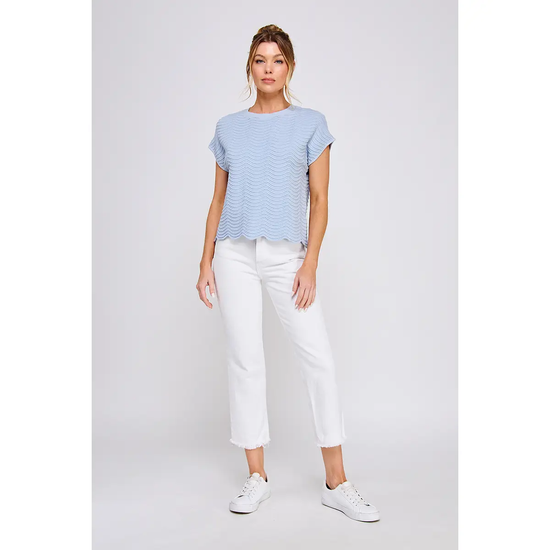 SCALLOPED HEM PATTERN RELAXED TOP