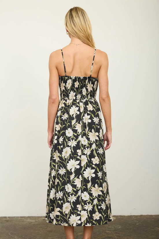 FLORAL SMOCKED MIDI SUNDRESS