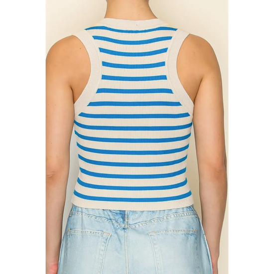 STRIPED KNIT RIBBED TANK