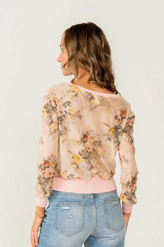 FLORAL MESH CARDIGAN