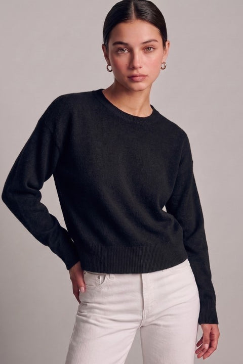 Black essential crewneck sweater front view