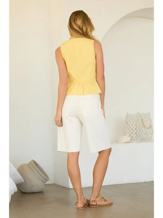 SLEEVELESS TIE FRONT PEPLUM