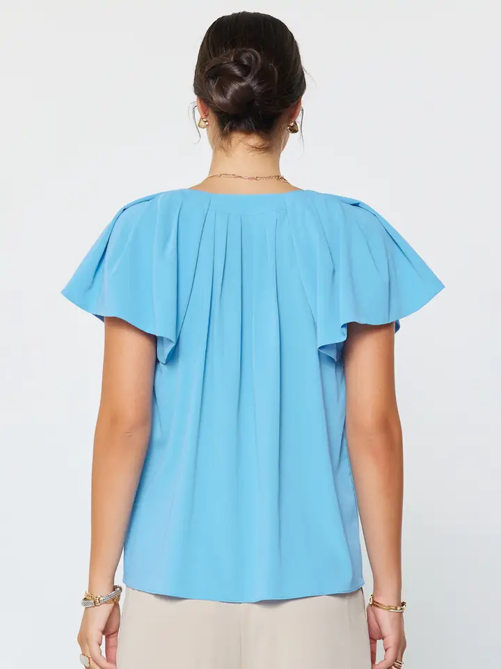 PLEATED NECKLINE BLOUSE