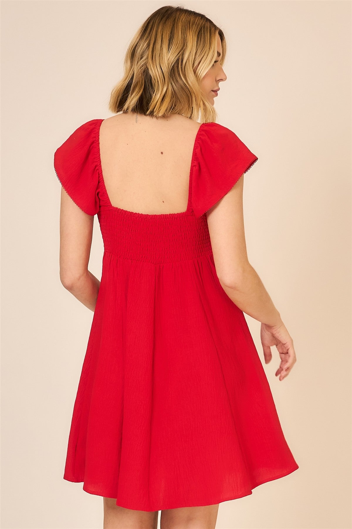FLUTTER SLEEVE MINI DRESS