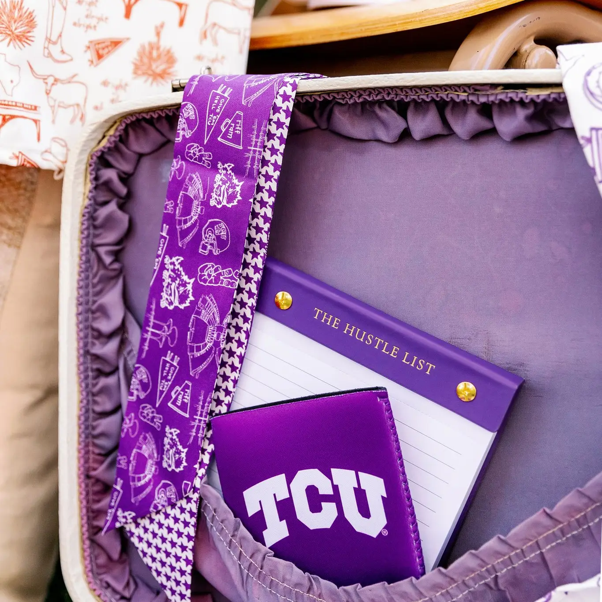 TCU twilly skinny scarf collegiate artwork detail
