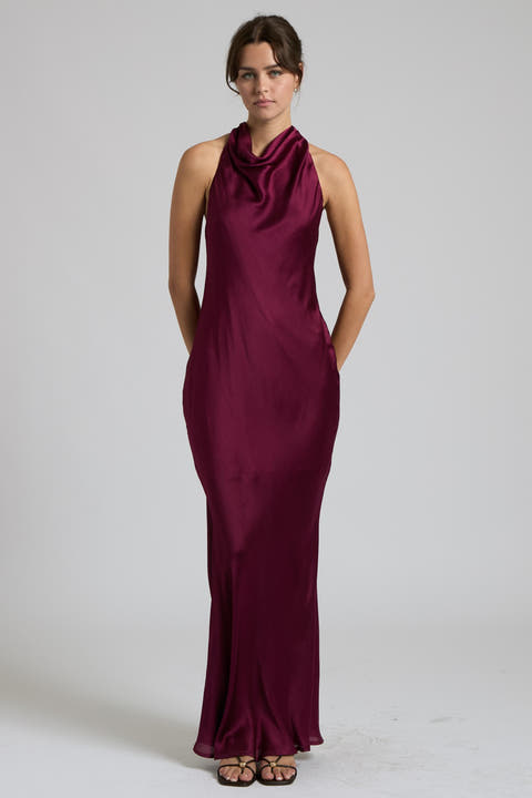 Satin Halter Maxi Dress
