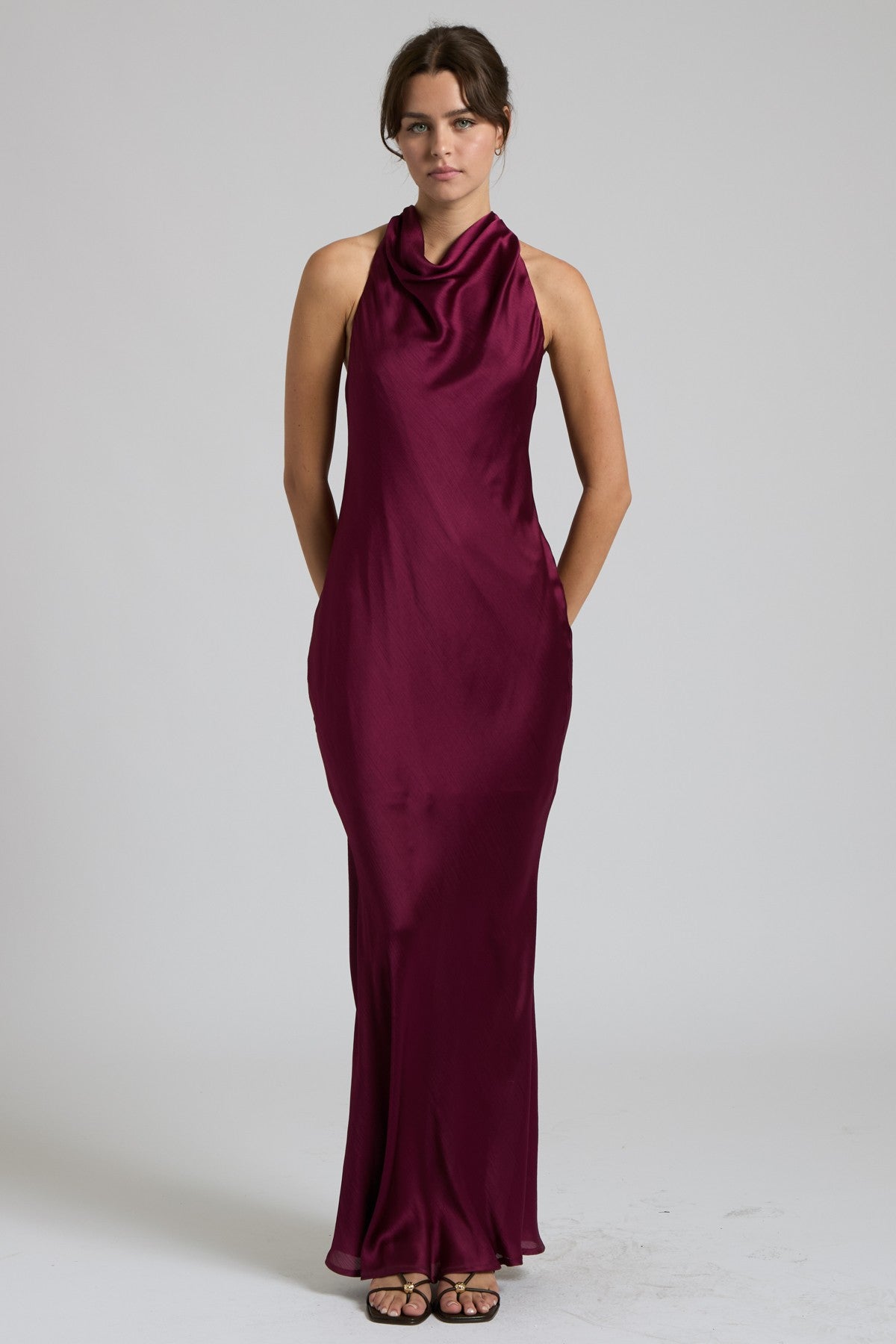 Satin Halter Maxi Dress